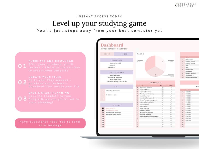 Blush Pink Student Planner: Google Sheets Assignment & Degree Tracker ...