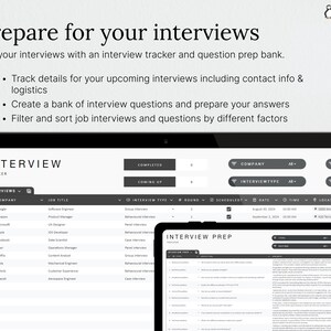 INTERVIEW PREP: Prepare thoroughly with sections for notes, practice questions, and strategies.