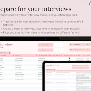 INTERVIEW PREP: Prepare thoroughly with sections for notes, practice questions, and strategies.