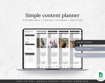Social Media Content Planner: Automated Google Sheets Template (Digital Download)