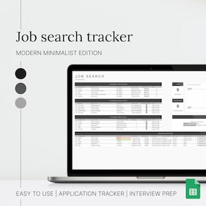Sollicitatietracker Google Spreadsheet | Monochroom Job Search Tracker Voorbereiding sollicitatiegesprek Career Organizer Tool voor werkzoekenden