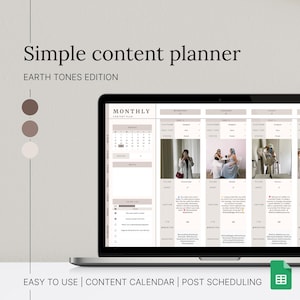 Contentplanner voor sociale media Google Spreadsheets-sjabloon | Earth Tones Berichtenkalender Deelbaar Social Media Analytics Influencer