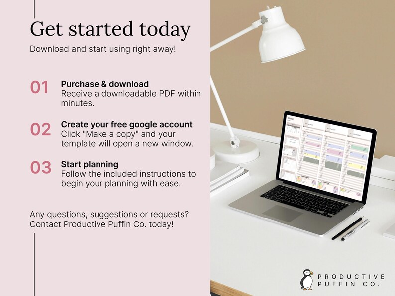 📝 HOW IT WORKS? 📝
01. ADD to cart and PURCHASE.
02. Once payment is verified, click on PURCHASES.
03. DOWNLOAD the attached PDF file with a link to the template in Google Sheets.
04. You will need a free Google account to use the template.