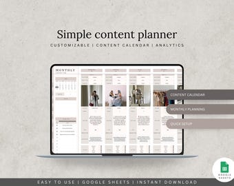 Social Media Content Planner: Automated Hashtags, Google Sheets Template (Digital Download)