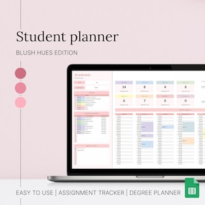 Google-spreadsheetsjabloon leerlingplanner | Blush Pink Opdrachtentracker Deelbare Graadplanner College Digitaal studeren