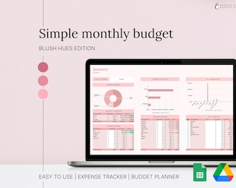Blush Pink Monthly Budget Template: Google Sheets Finance Tracker (Digital Download)