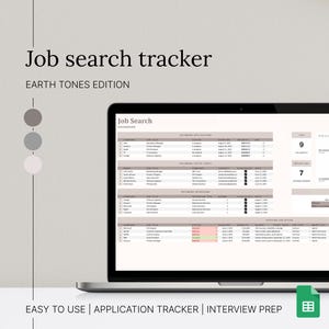 Job Application Tracker Google Sheet Spreadsheet | Beige Job Search Tracker Interview Preparation Career Organizer Tool for Job Seekers