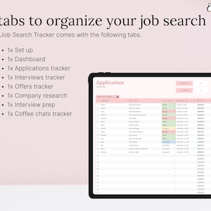 💻 WHAT’S INCLUDED? 💻
→ 1x Dashboard
→  1x Applications tracker
→  1x Interviews tracker
→  1x Offers tracker
→  1x Company research
→  1x Interview prep
→  1x Coffee chats tracker