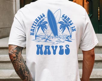 Happiness Comes in Waves Shirt, Aesthetic Summer Shirt, Sunset Lovers Shirt, Beach Vibes Sweatshirt, Ocean Shirt, Surf Lover Gifts, SP6524