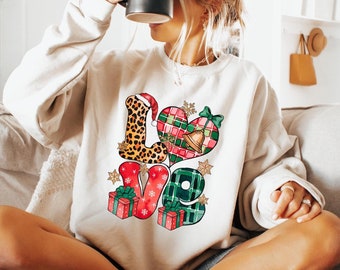 Leopard Love Christmas Sweatshirt, Trendy New Year Shirt, Family XMAS Sweater S294