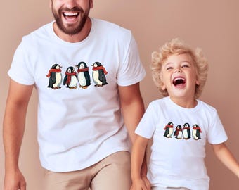 Red Scarf Penguins Family Shirt, Matching Winter Sweatshirt, Animal Christmas Hoodie, Arctic Lover Gift, SP7819