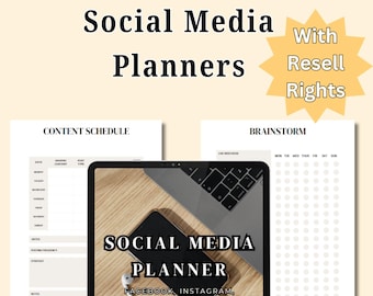 Resell Rights Canva Social media planner PLR Templates PLR Digital Products Sell as your own Sell on Etsy Instagram Planner Facebook TikTok