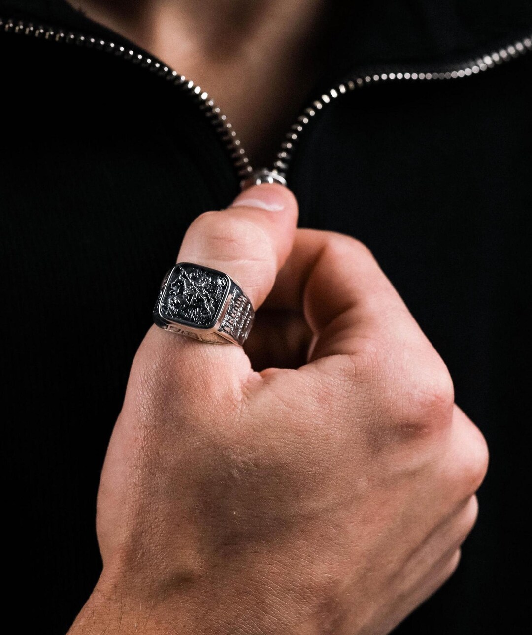 Silver Seel Ringe Knight Ring for Men, Silver Seal Ring, Men Rings Silver, Casual Silver ...