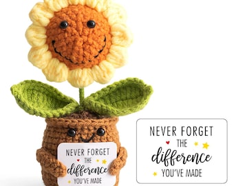 Emotional Crochet Support Sunflower, Retirement Thank you Gift for Mom/Teachers/Friends, Desk Decor