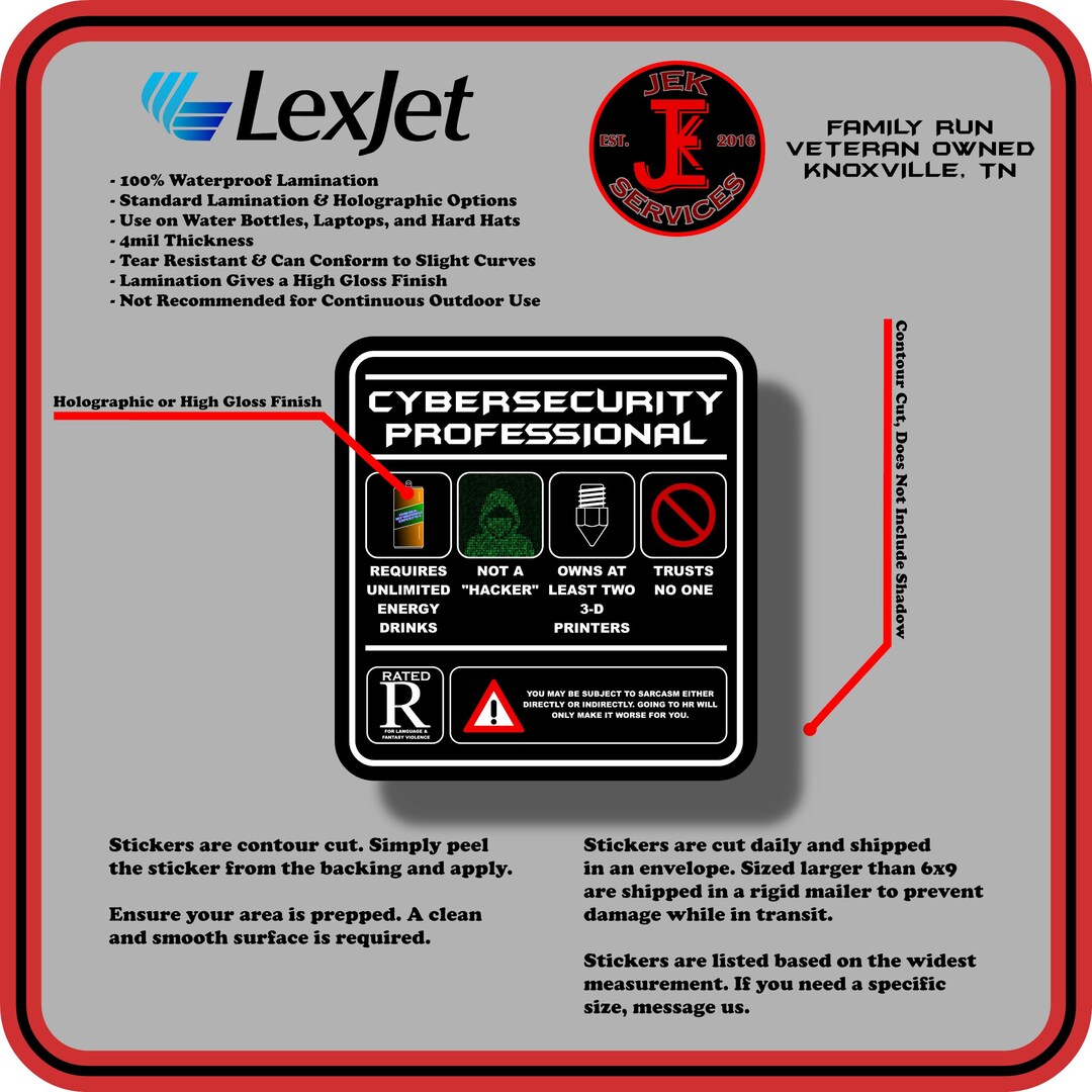 Cybersecurity Professional Waterproof Sticker Decal for Water Bottles ...