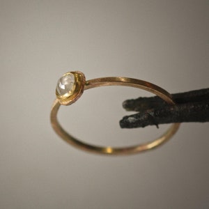 Engagement Ring Rose Cut Diamond in Recycled 14k Yellow Gold Eco Friendly Metal