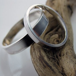 Set Recycling Palladium Sterling Eheringe schlicht und poliert