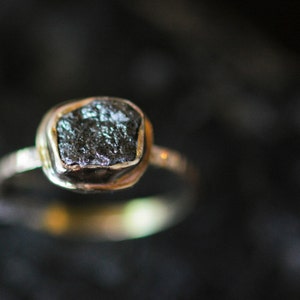 Rough Diamond Engagement Ring 14k Gold 1.2ct Black Eco Friendly Metal image 1