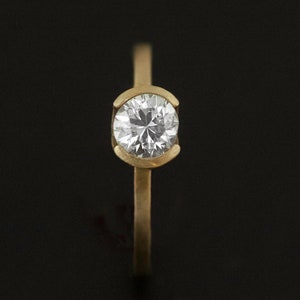 European Cut .5ct Diamond Half Bezel Set Engagement Ring