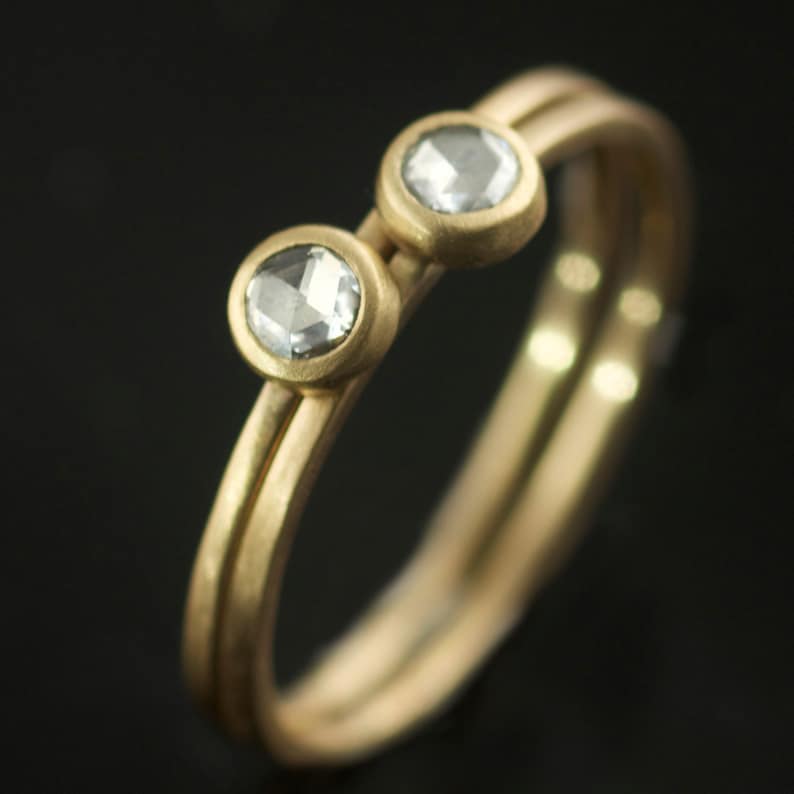 Ethical Rose Cut Diamond Ring in Recycled 14k Yellow Gold image 1