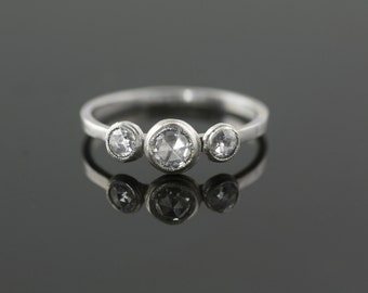 Platinum and Rose Cut Diamond Engagement Ring Ethical and Recycled