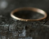 Hand Forged Band Hammered Recycled 14k Yellow Gold Stacking