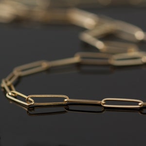 Hand Forged 14k Yellow Gold Paperclip Chain Necklace