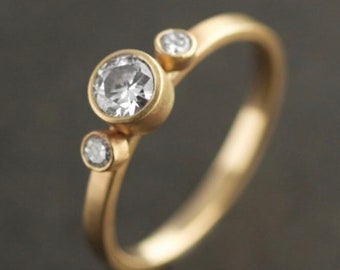 Modern Engagement // Triple Diamond // Recycled Diamonds and Gold