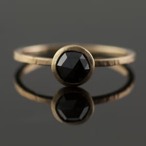 Black Rose Cut Diamond Engagement Ring in Recycled 14k Yellow Gold // Eco Engagement // Modern Bride // Handmade Portland