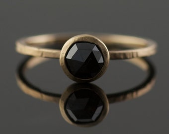 Black Rose Cut Diamond Engagement Ring in Recycled 14k Yellow Gold // Eco Engagement // Modern Bride // Handmade Portland