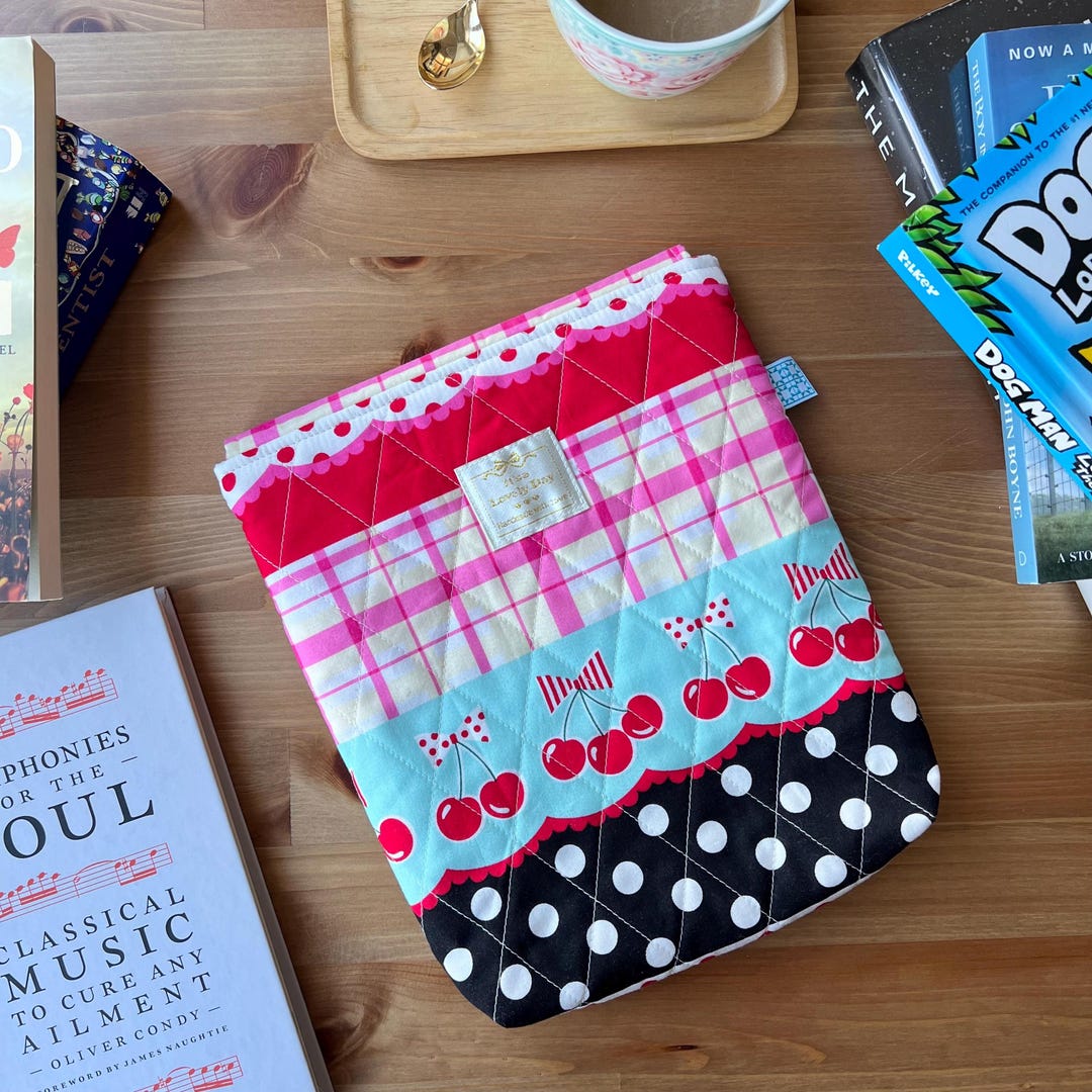 Envelope Book Sleeve / Quilted Book Cover / Padded Book Protector ...