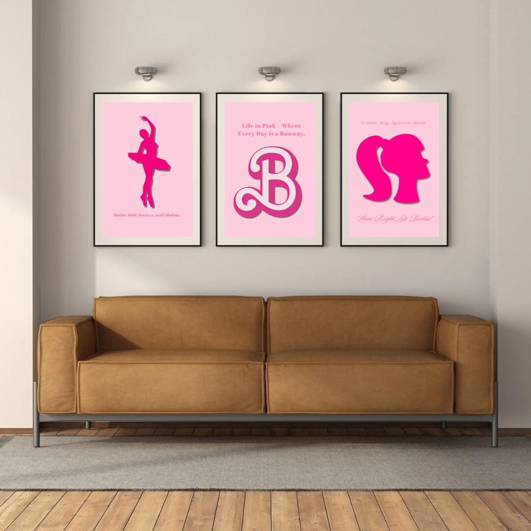 Barbie Inspired Prints Barbie Wall Art Barby Wall Art Pink Barbi Wall ...