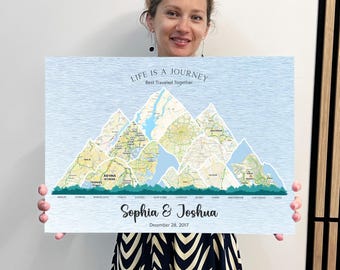 Personalized Aluminum Anniversary Map . 10 Year Wedding Anniversary Gift for Couple . Tin Christmas Present