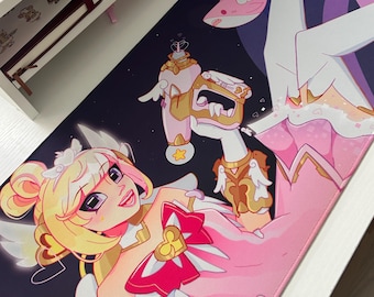 OW Heart of Hope Juno Schreibtischunterlage LIMITIERTE Auflage Original-Artwork Magical Girl Mauspad (27,5 x 11,8 Zoll) ~ GRATIS Stickerbogen inklusive!