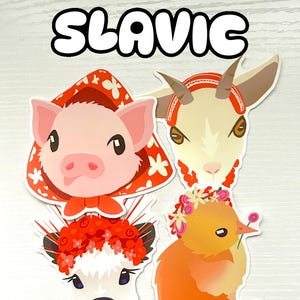 Slawische niedliche Tieraufkleber Ukrainisch Polisch Russisch Weißrussisch Geschenk