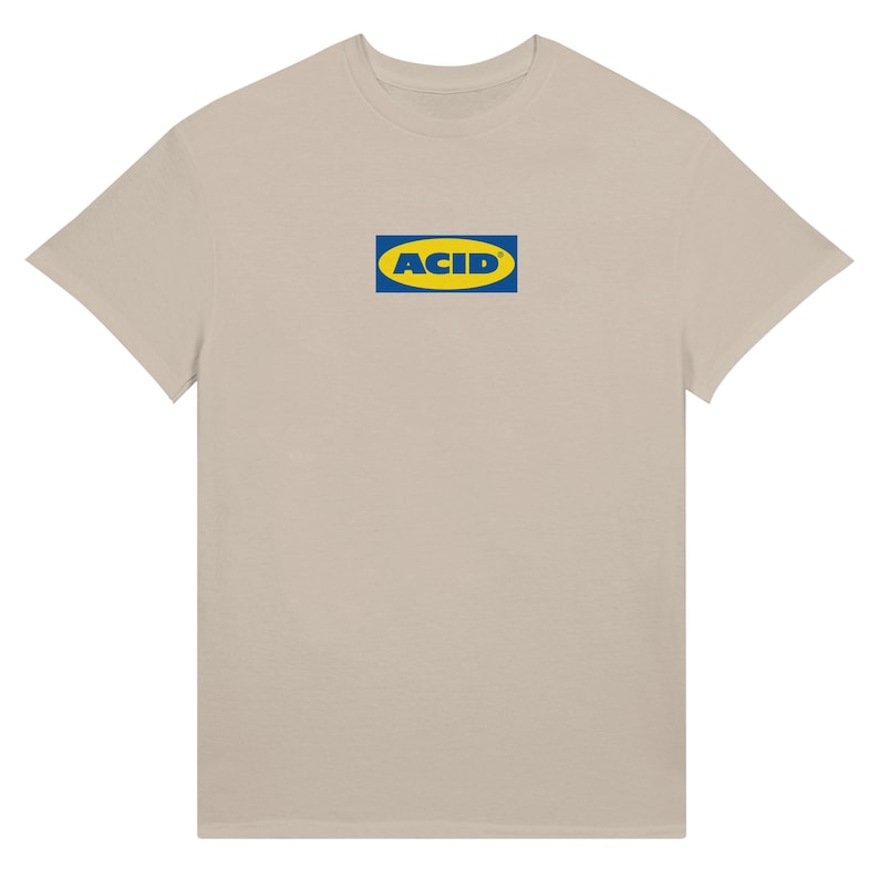 ACID Techno T-Shirt | Unisex Heavyweight Tee | Rave Party Fashion | Acid House Inspired Design Sand