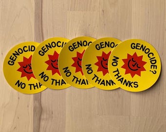 Genocidio? No grazie Pacchetto adesivi - x5 adesivi, Solidarietà con la Palestina, Fine dell'occupazione