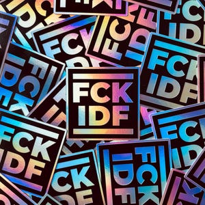 Sticker holographique FCK Tsahal - Sticker déclaration politique, Support Free Palestine, Fuck Israel & Netanyahu - 5 x 5 cm
