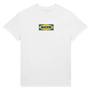 ACID Techno T-Shirt | Unisex Heavyweight Tee | Rave Party Fashion | Acid House Inspired Design White
