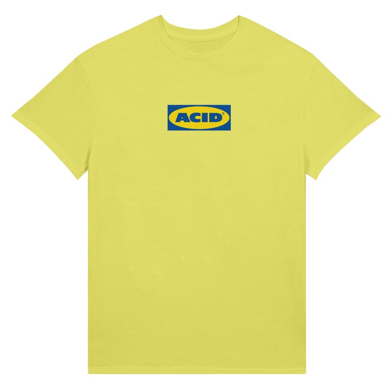 ACID Techno T-Shirt | Unisex Heavyweight Tee | Rave Party Fashion | Acid House Inspired Design Cornsilk
