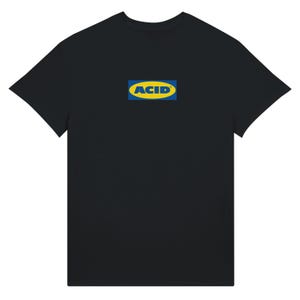 ACID Techno T-Shirt | Unisex Heavyweight Tee | Rave Party Fashion | Acid House Inspired Design Black
