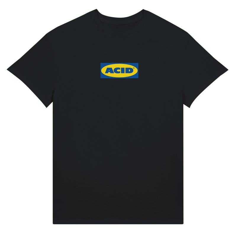 ACID Techno T-Shirt | Unisex Heavyweight Tee | Rave Party Fashion | Acid House Inspired Design Black