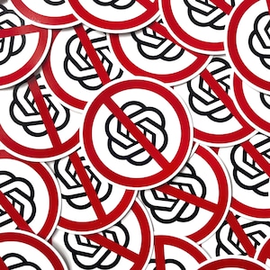 Anti-OpenAI-sticker: stop bewakingstechnologie, privacyproteststicker, anti-big tech-activisme