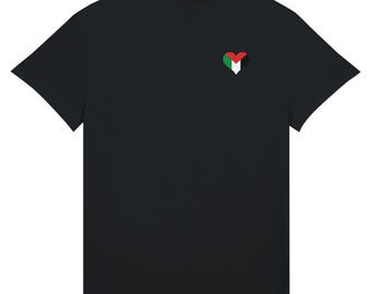 Palestine Support Heart Tee - Unisex T-Shirt with Palestinian Flag Design - Protest Apparel