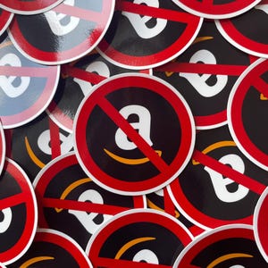 Boycott Amazon Kiss-Cut Sticker, Stop Amazon Decal, Anti-Capitalist Stickers, Anti Bezos