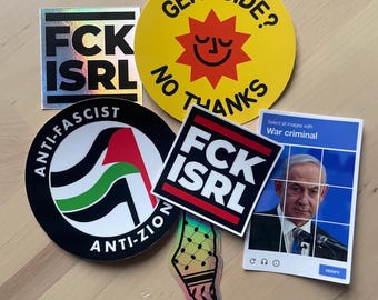 Palestine Support Stickers Bundle - x6 Stickers, Stop the Genocide, Fck Isrl
