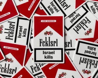 Israel kills Sticker - Palestine Solidarity, Pro-Palestine Leftist Activism, Stop Genocide Israel - 3.5x5cm