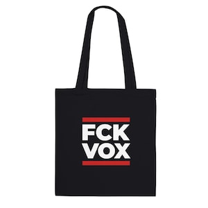 FCK VOX tygväska – Bomullstygväska för politisk protest, antifascistisk aktivistväska, antihögerextrem tygväska