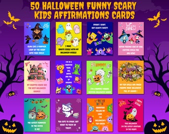 Halloween-bevestigingskaarten voor kinderen: grappige enge trick-or-treat (digitale download)