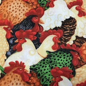Farmed Raised Handsome Roosters Allover Cotton by Henry Glass
